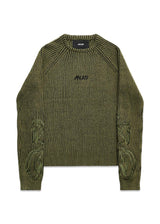 ARIA KNIT SWEAT W/ EMBROIDERY - Olive-Knitwear-ALIS-Butler Loftet