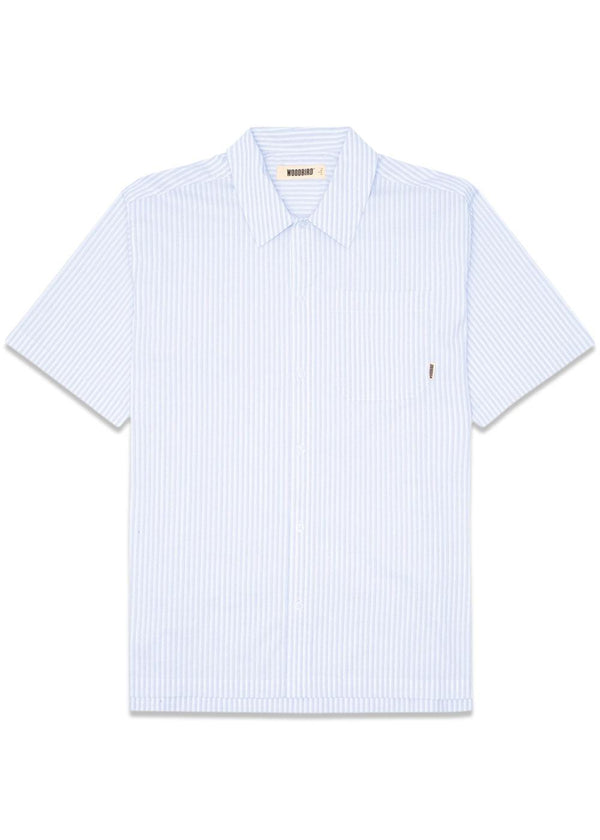 Banks Stripe Shirt - White-Lt. Blue-Shirts-Woodbird-Butler Loftet