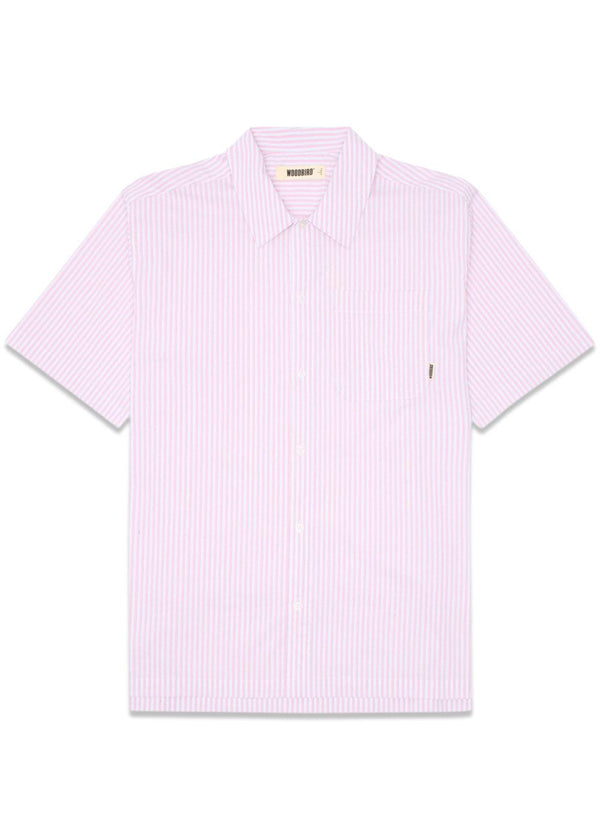 Banks Stripe Shirt - White-Pink-Shirts-Woodbird-Butler Loftet