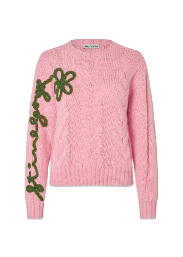 CREWNECK MOTIF SWEATER - Light Pink-Knitwear-Stine Goya-Butler Loftet