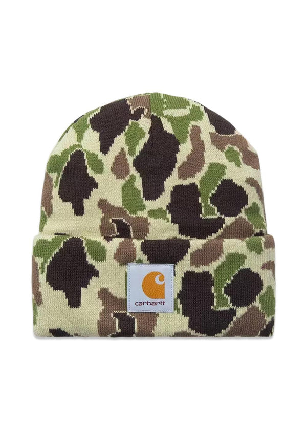 Camo Duck Beanie - Camo Duck Jacquard, Green-Headwear-Carhartt WIP-Butler Loftet