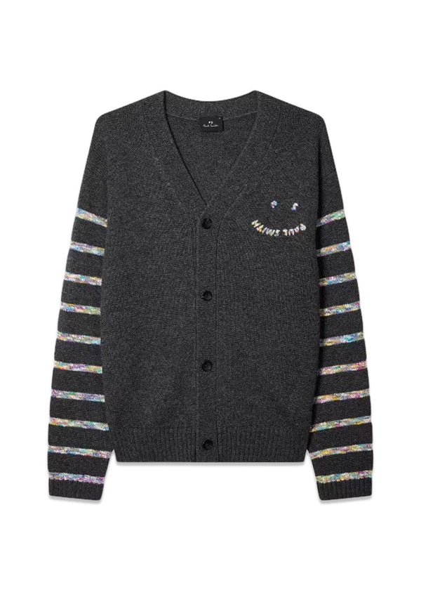 Cardigan Button Thru PS Happy - Black-Knitwear-Paul Smith - PS-Butler Loftet