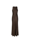 Celinie Heavy Sateen Dress - Dark Brown-Dress-Neo Noir-Butler Loftet