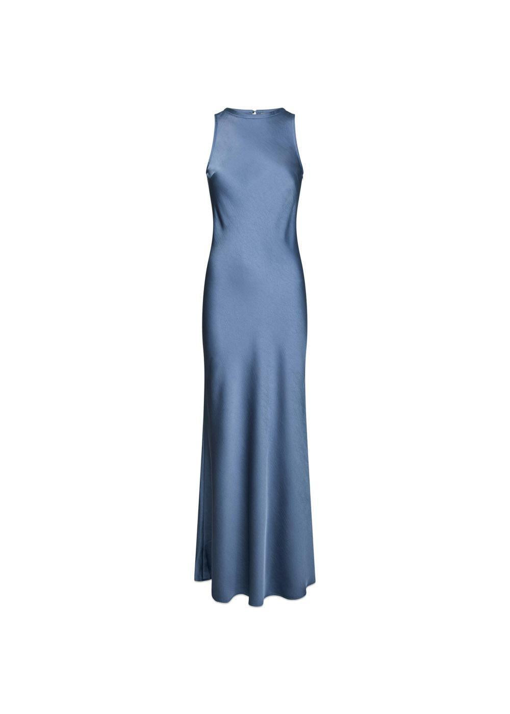 Celinie Heavy Sateen Dress - Smoke Blue Butler Loftet Celinie Heavy Sateen Dress - Smoke Blue Butler Loftet