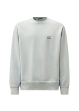 Crew Neck Cotton Diagonal Fleece - Light Blue-Sweatshirts-C.P. Company-Butler Loftet