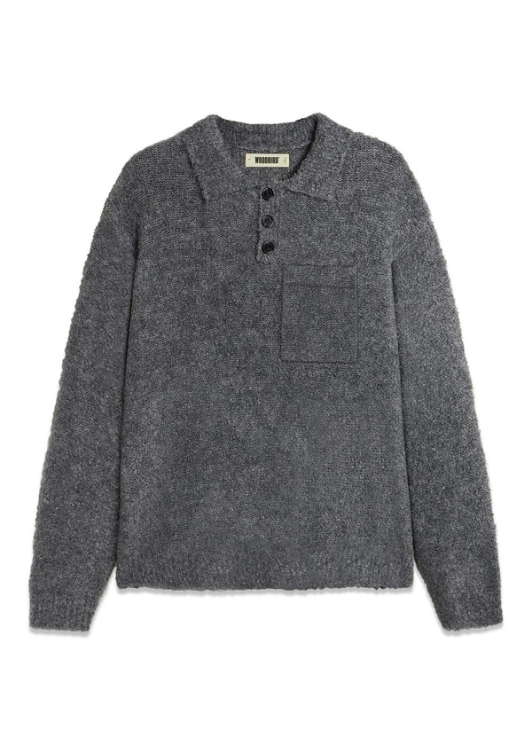 Dom Loop Polo - Asphalt-Knitwear-Woodbird-Butler Loftet