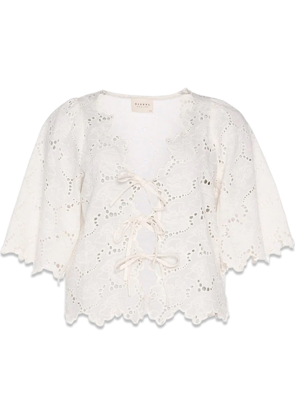 EDDIE LEFTOVER BRODERIE ANGLAISE TOP - White Swan