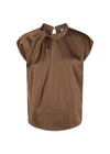 Fleur Drapy Satin Blouse - Dusty Brown-Blouses-Neo Noir-Butler Loftet