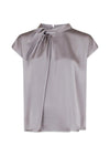 Fleur Drapy Satin Blouse - Grey-Blouses-Neo Noir-Butler Loftet