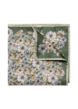 Floral Tussah Silk Pocket Square - Dark Green-Accessories-Eton-Butler Loftet