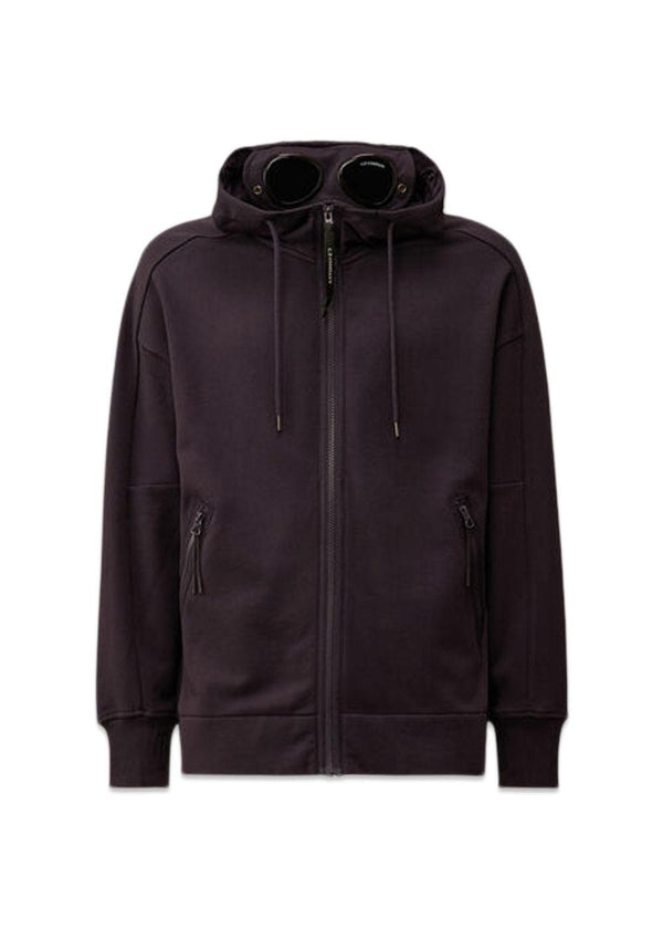 HOODED OPEN DIAGONAL RAISED FLEECE - Sort-Hoodies-C.P. Company-Butler Loftet