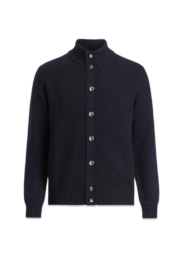 Hamilton Cardigan - Navy-Knitwear-Oscar Jacobson-Butler Loftet
