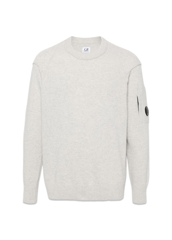 KNITWEAR CREW NECK - Grey Melange-Knitwear-C.P. Company-Butler Loftet