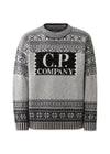 KNITWEAR CREW NECK LOGO LAMBSWOOL - White / Black-Knitwear-C.P. Company-Butler Loftet