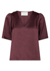Largo Heavy Sateen Blouse - Burgundy-Blouses-Neo Noir-Butler Loftet