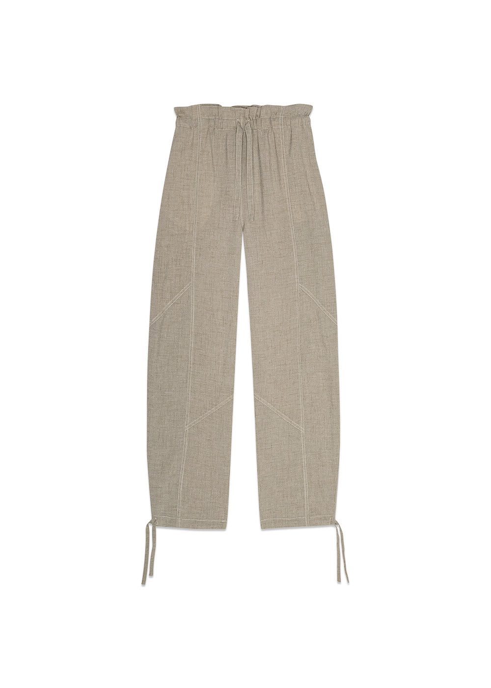 Light Melange Suiting Elasticated Waist Pants - Alfalfa