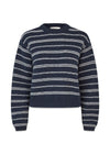 LineusMD stripe o-neck - Navy Sky Soft White Stripe-Knitwear-Modström-Butler Loftet