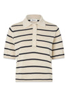 Malvamd SS stripe polo - Summer Sand Navy Stripe-Knitwear-Modström-Butler Loftet