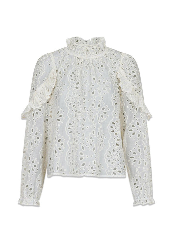 Nadira Embroidery Blouse - Ivory-Blouses-Neo Noir-Butler Loftet