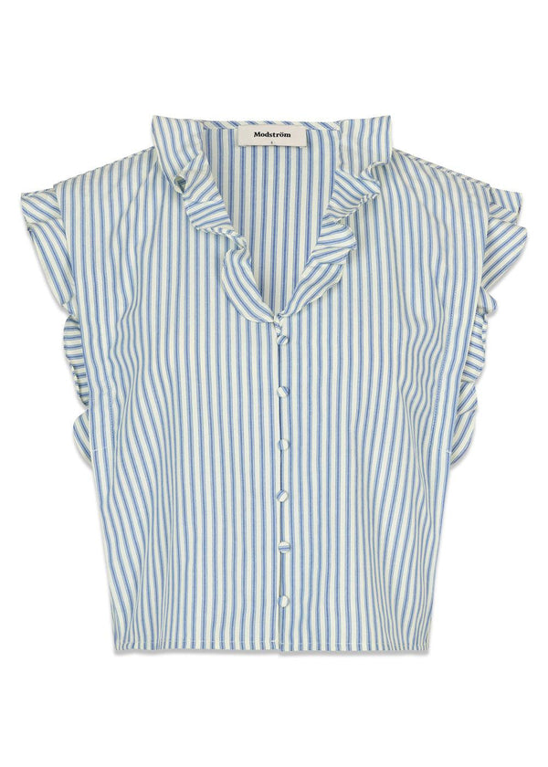 Nikkomd top - White Blue Stripe-Top-Modström-Butler Loftet