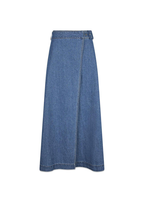 Nina Wrap Denim Skirt - Blue-Skirts-Neo Noir-Butler Loftet