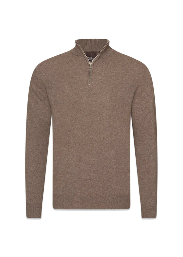 Patton Half Zip - Walnut Beige-Knitwear-Oscar Jacobson-Butler Loftet