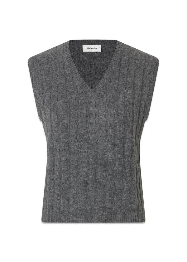 Risemd vest - Dark Grey Melange-Knitwear-Modström-Butler Loftet