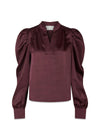 Rosslyn Heavy Sateen Blouse - Burgundy-Blouses-Neo Noir-Butler Loftet