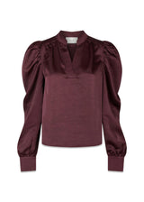Rosslyn Heavy Sateen Blouse - Burgundy-Blouses-Neo Noir-Butler Loftet