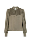 Rosslyn Heavy Sateen Blouse - Cold Army-Blouses-Neo Noir-Butler Loftet