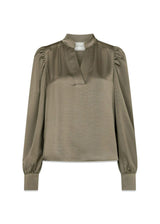 Rosslyn Heavy Sateen Blouse - Cold Army-Blouses-Neo Noir-Butler Loftet