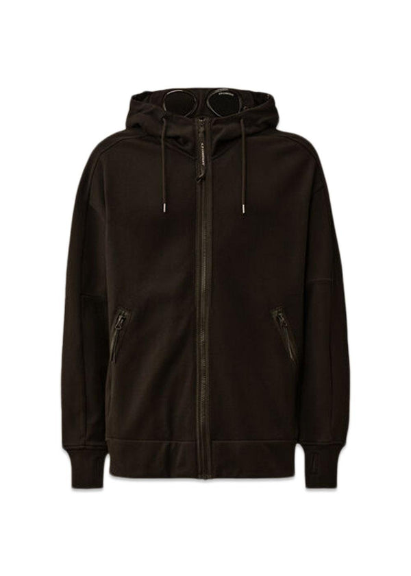 SWEATSHIRTS HOODED OPEN DIAGONAL - Black-Hoodies-C.P. Company-Butler Loftet