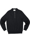 Sergio zip polo 6605 - Black-Knitwear-Nn. 07-Butler Loftet