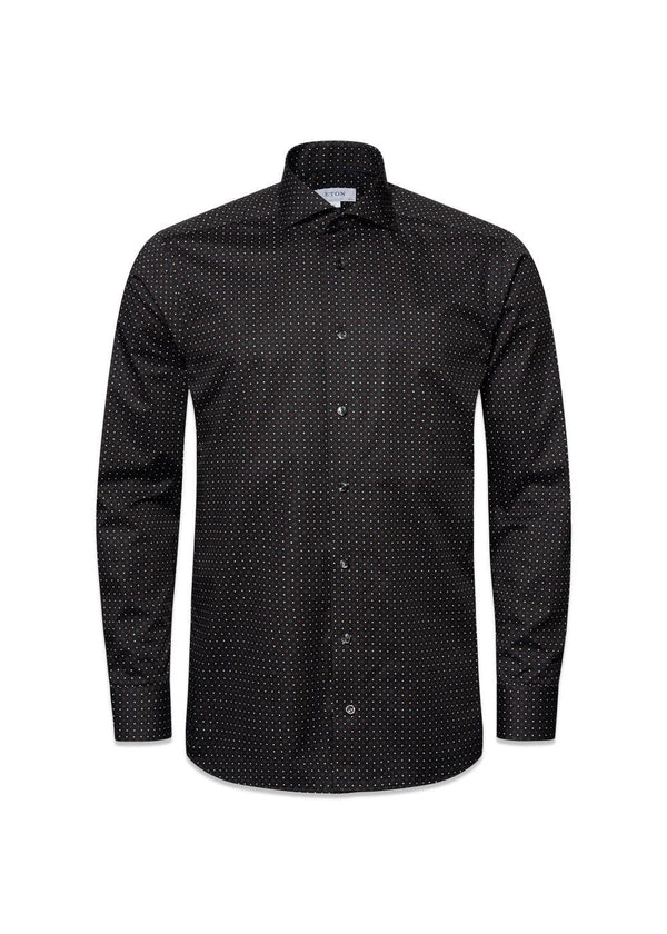 Etons Slim - Geometric Print Signature Twill - Dark Blue. Køb shirts her.