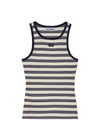 Striped Soft Cotton Rib Tank Top - Sky Captain-Top-Ganni-Butler Loftet