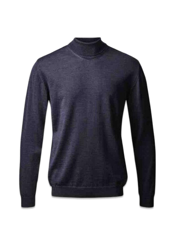 Turin Pullover Roll Neck - Dark Navy Mel-Knitwear-Clipper-Butler Loftet