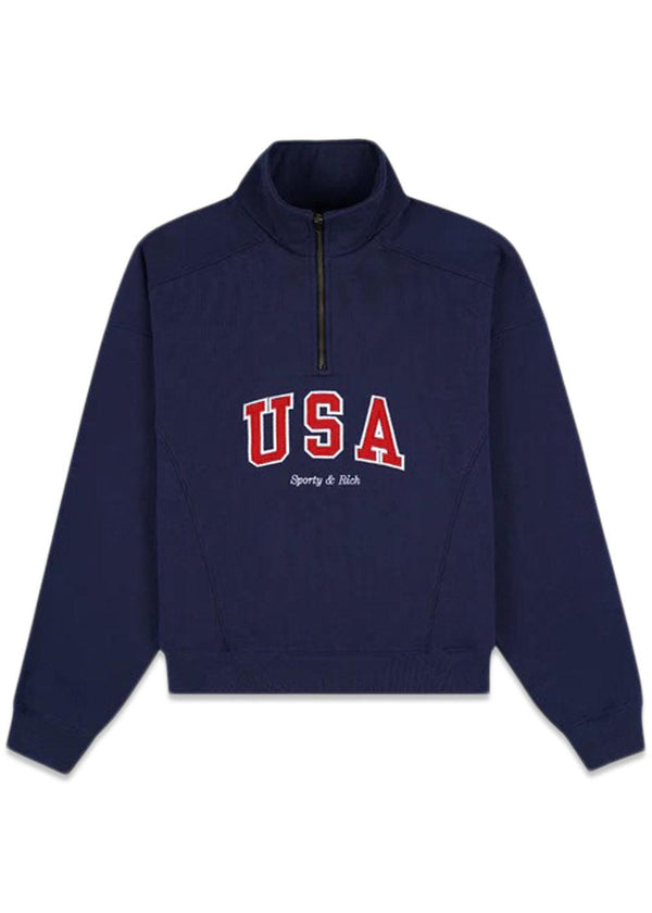 USA Quarter Zip - Navy-Sweatshirts-Sporty & Rich-Butler Loftet
