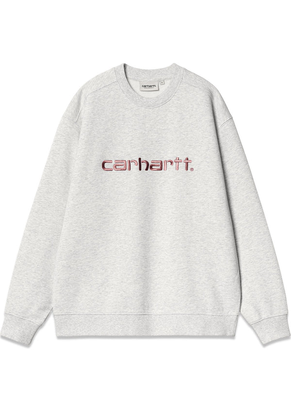 W Carhartt Sweat - Ash Heather / Dusty Rose-Sweatshirts-Carhartt WIP-Butler Loftet