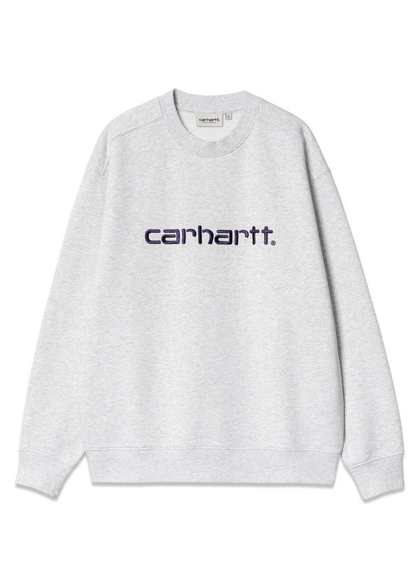 W Carhartt Sweat - Ash Heather / Tyrian-Sweatshirts-Carhartt WIP-Butler Loftet