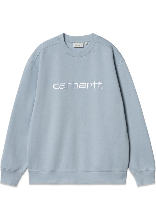 W Carhartt Sweat - Misty Sky / White-Sweatshirts-Carhartt WIP-Butler Loftet