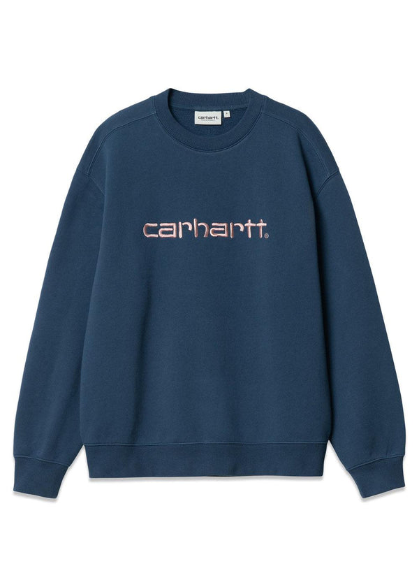 W' Carhartt Sweat - Squid/ Glassy Pink-Sweatshirts-Carhartt WIP-Butler Loftet