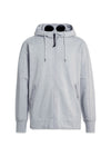 sweatshirts hooded open diagonal raised fleece - Grey Melange-Hoodies-C.P. Company-Butler Loftet