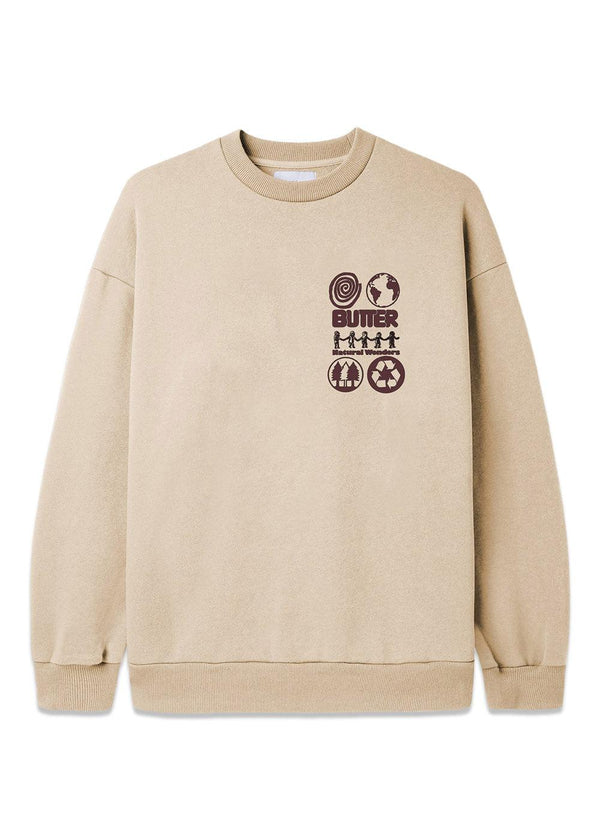 Butter Goods' Natural Wonders Crewneck - Tan. Køb sweatshirts her.