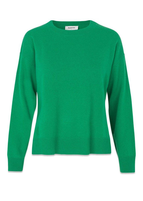 Modströms Noris o-neck - Green Meadow. Køb strik her.