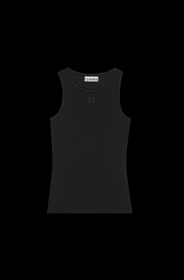 Soft Cotton Rib Tank Top - Black