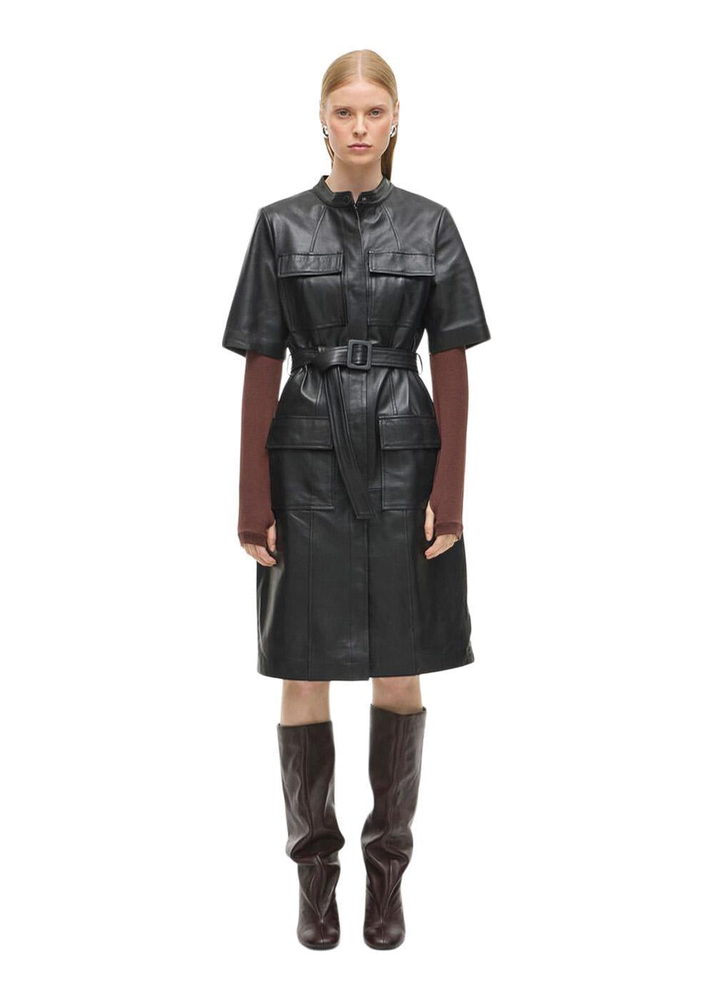2/4 KNEE LEATHER DRESS - Black-Dress-ROUGE EDIT-Butler Loftet