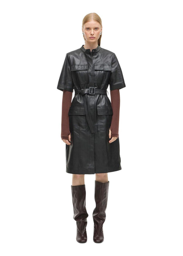 2/4 KNEE LEATHER DRESS - Black-Dress-ROUGE EDIT-Butler Loftet