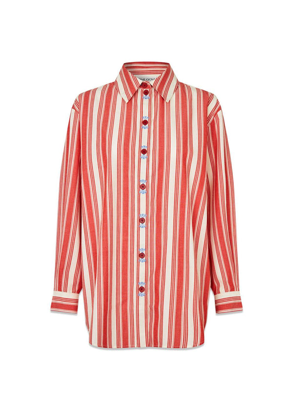 2487 Striped Embroidered Cotton - Scarlet Trot-Shirts-Stine Goya-Butler Loftet