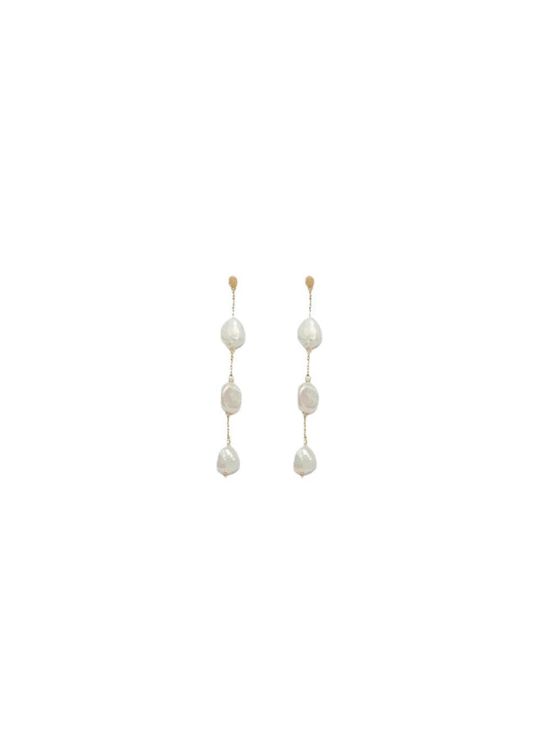 3-pearls earchain - 18C Gold Plated