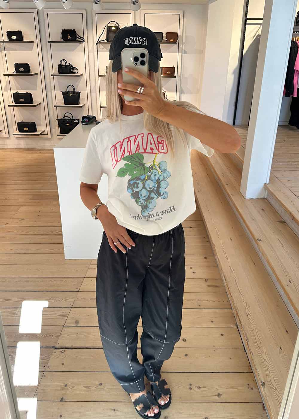 Basic Cotton Jersey Grapes Relaxed T-shirt - Egret